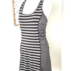 Lola by AFG Athletic Dress Racerback Striped Ruched Stretchy Built in Sport Bra